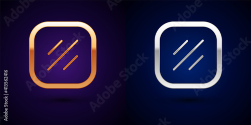 Gold and silver Steak meat icon isolated on black background. Vector.