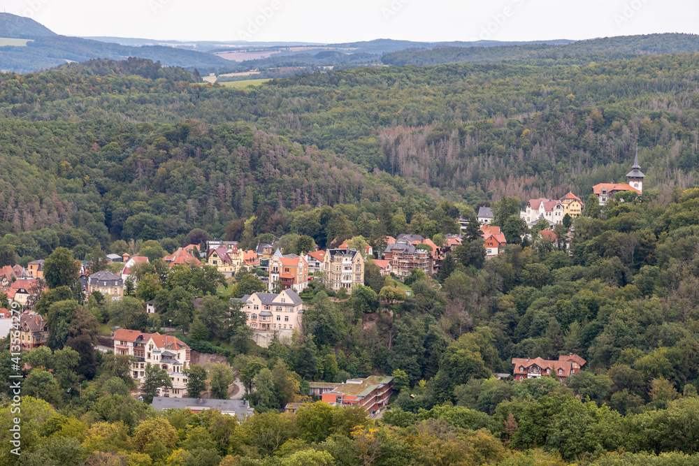 Scenic view at landscape and the city Eisenach