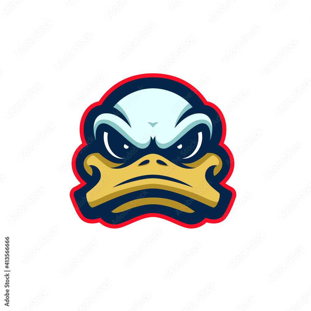 Modern sports logo duck mascot. Front view. Modern sports logo duck mascot. Front view.