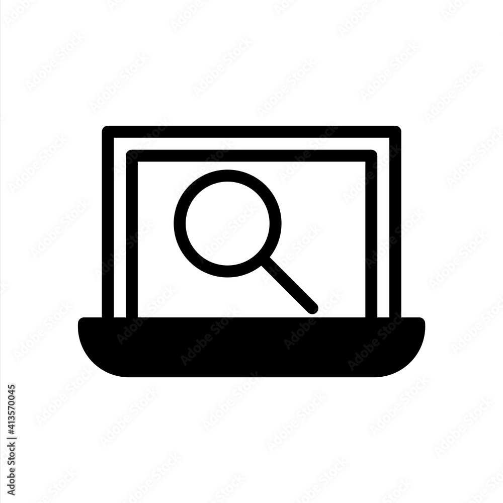 Online search icon in glyph style. Icons for online learning and home study. Online search icon in glyph style. Icons for online learning and home study.