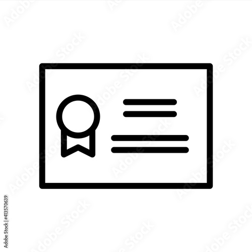 Certificate icon with outline style. Icons for online learning and home study.