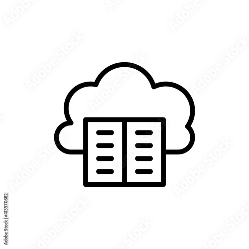 Online cloud based book icon with line style. Icons for online learning and home study.