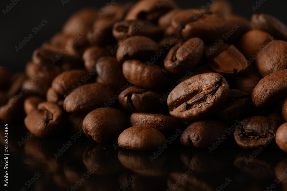 Coffee beans. Isolated on a black background. Coffee beans. Isolated on a black background.