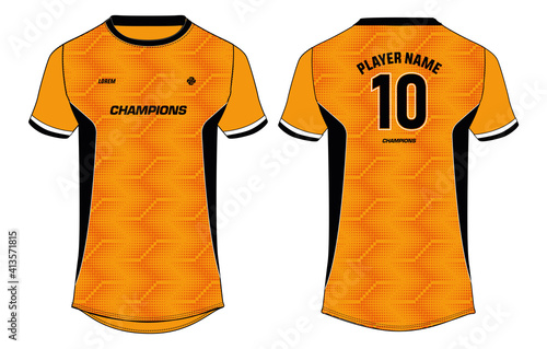 Sports jersey t shirt design concept vector template, Football jersey concept with front and back view for Cricket, soccer, Volleyball, Rugby, tennis and badminton uniform