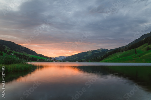 Fototapeta Naklejka Na Ścianę i Meble -  Schwarzsee, Lac noir, canton de Fribourg, Suisse
