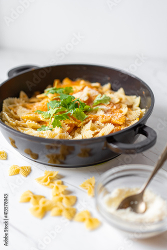 Pasta With Sweet Potatoes, Parsnip Sauce and Parmesan
