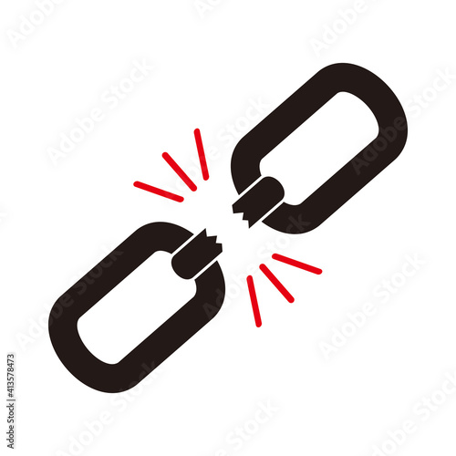 broken chain link vector icon. Wreck chain link icon