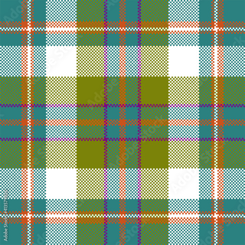 Pixel background vector design. Modern seamless pattern plaid. Square texture fabric. Tartan scottish textile. Beauty color madras ornament.