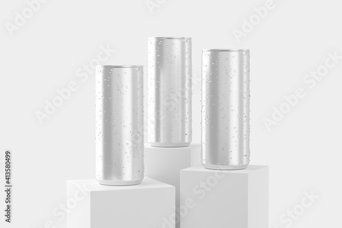 250ml Soda Can White Blank 3D Rendering Mockup