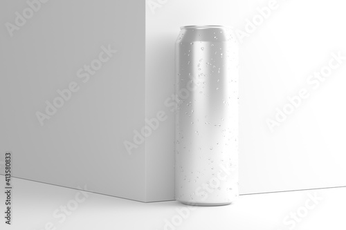 500ml Soda Can White Blank 3D Rendering Mockup