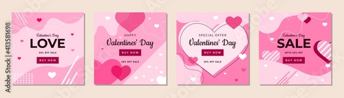 Happy Valentine's Day. abstract square art templates. Suitable for social media posts, banners design and web internet ads, invitation. Illustration vector