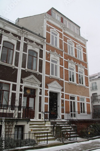 Bremen townhouses in Germany, snowfall / Altbremerhäuser im Winter