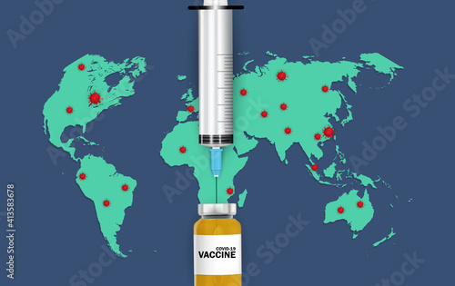 Coronavirus vaccination concept background. Vector Illustration eps10