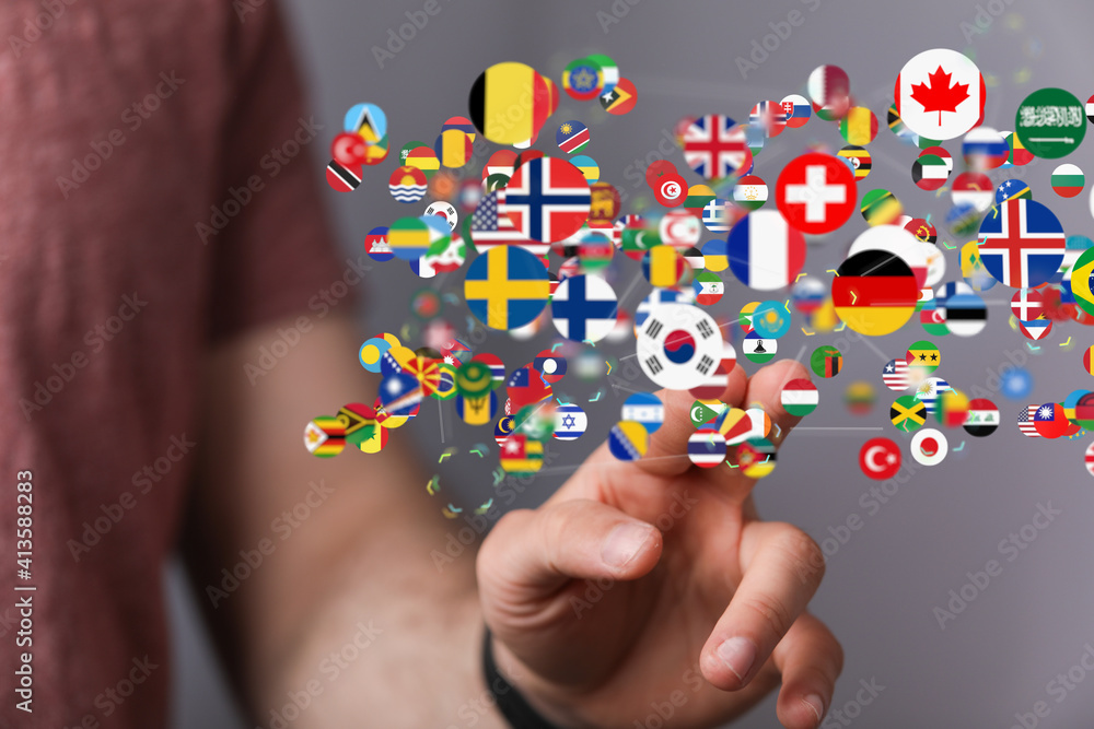 World map with all states and their flags,3d render. World map with all states and their flags,3d render.