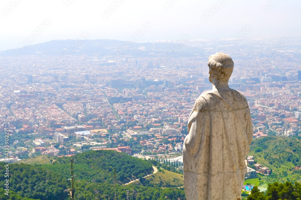 View of Barcelona from Tibidabo Cathedral, Spain