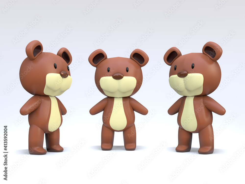 3D RENDER ILLUSTRATION. Cartoon character cute teddy bear model doll. 3D RENDER ILLUSTRATION. Cartoon character cute teddy bear model doll.
