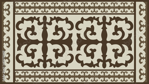 Kazakh or Kyrgiz tribal national Middle Asian ethnic ornament for custom design, background, textile