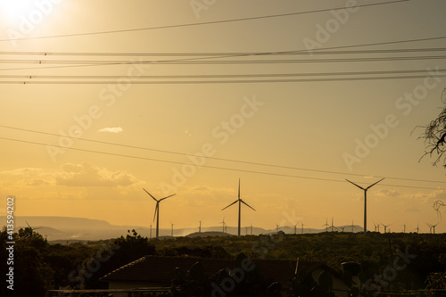 power lines and turbines