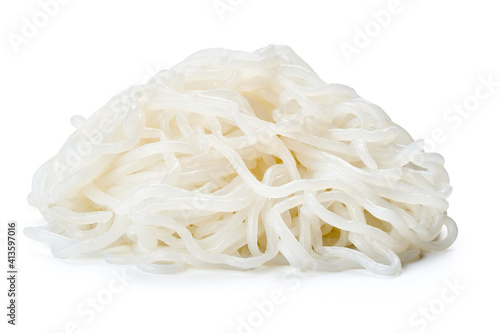 shirataki yam or konjac noodles isolated on white background with a clipping path          photo