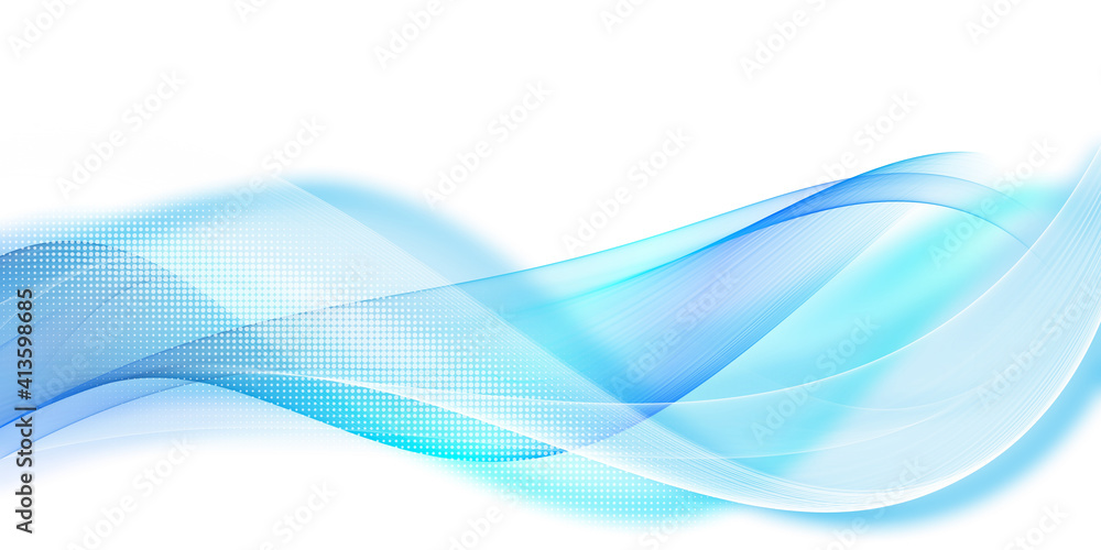 Naklejka premium Abstract blue wave background with halftone