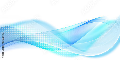  Abstract blue wave background with halftone