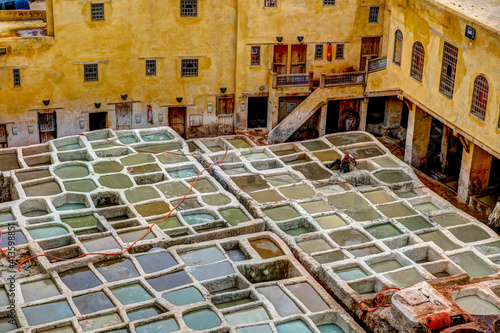 Fototapeta Naklejka Na Ścianę i Meble -  Tanneries and surrounding buildings in Fes Morocco