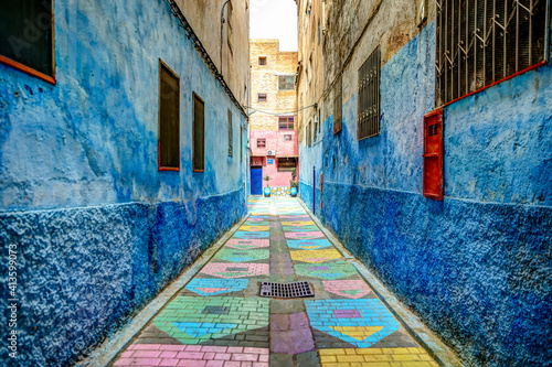 Colourful streets and cityscapes of Fez Morocco