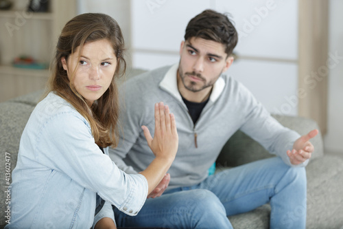 woman ignoring boyfriend after an argument