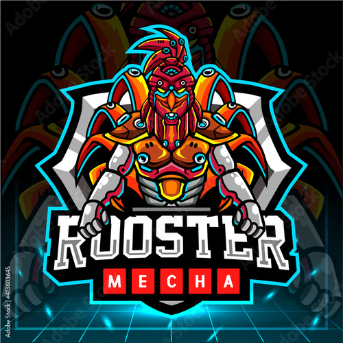Rooster mecha robot mascot. esport logo design
