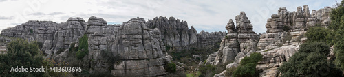 panorama view of the El Torcal Nature Reserve in Andalusia with ist strange karst rock formations © makasana photo