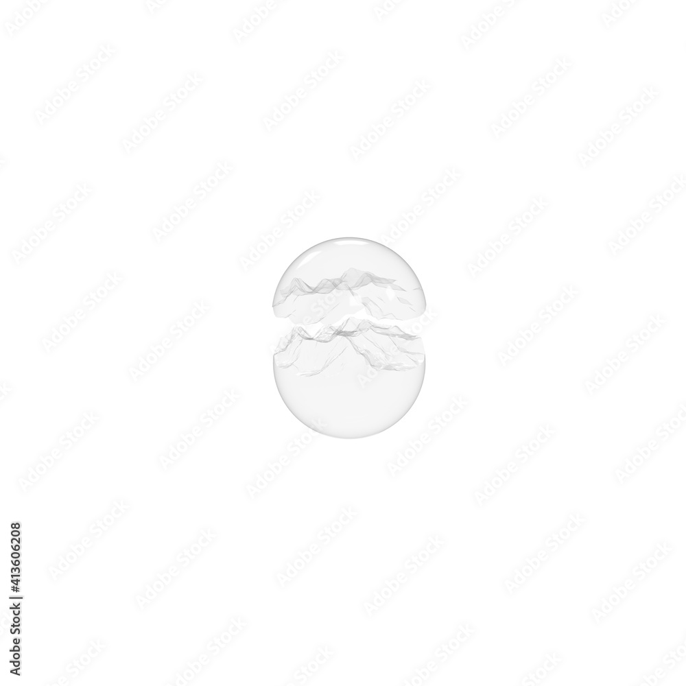 Obraz premium Mt Everest sphere Mountain wireframe 3d model render - accurate model made from terrain data