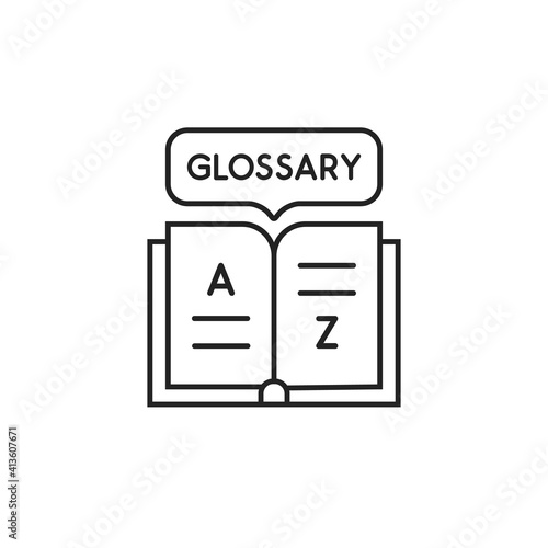 thin line glossary logo like grammar book