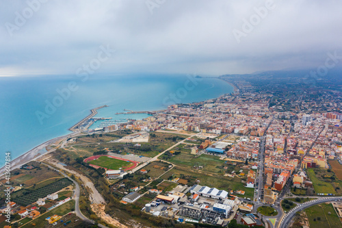 Aerial view of Benicarlo in the mediterranean coast in Spain photo