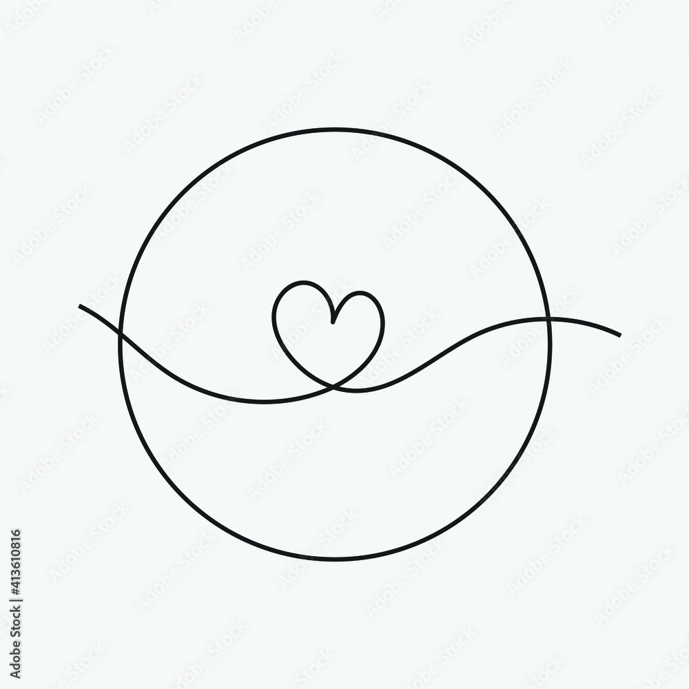 Heart line round circle logo vector Heart line round circle logo vector