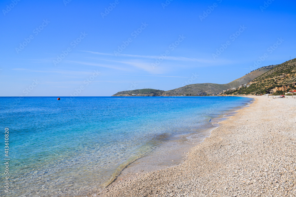 Borsh beach with turquoise water sea