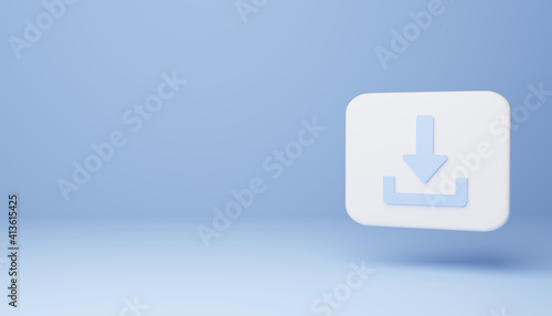 download  icon isolated on blue background. Minimalism concept. 3d illustration