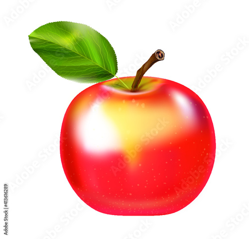 Fresh Red Apple Isolated Illustration