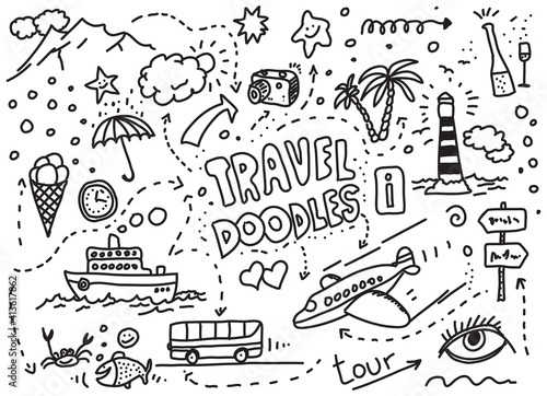 Travel hand drawn vector doodles