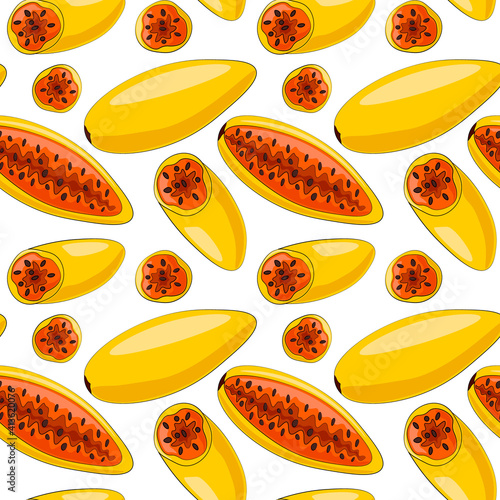Seamless vector pattern with exotic fruit curuba photo