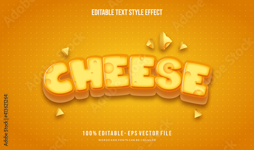 cheese theme  text style.  Vector editable text style effect.