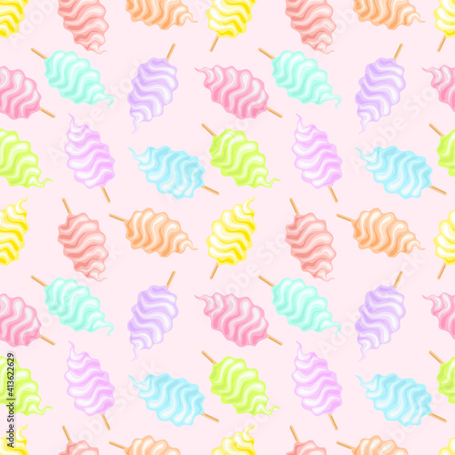 seamless pattern of multicolor cotton candy.Texture for fabric, wrapping, wallpaper. Decorative print. 