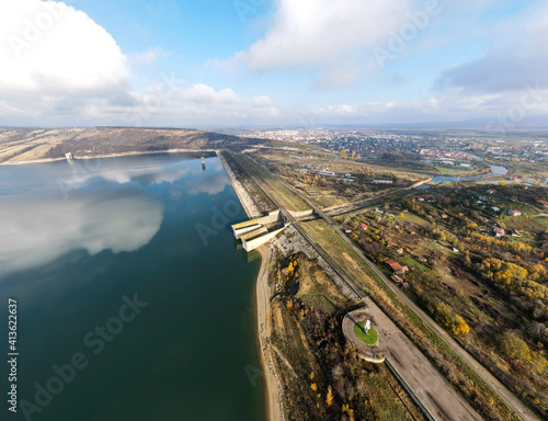 Aerial panorama of Ogosta Reservoir, Bulgaria