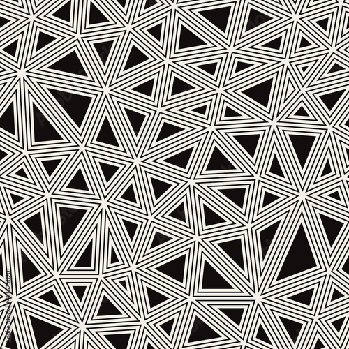 Vector seamless pattern. Irregular abstract linear grid. Graphical hand drawn background. Reticulated monochrome texture. Hipster modern print. Contemporary graphic design