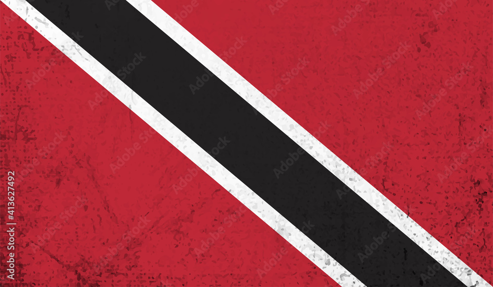 Fototapeta premium Trinidad and Tobago vector grunge flag isolated on white background.