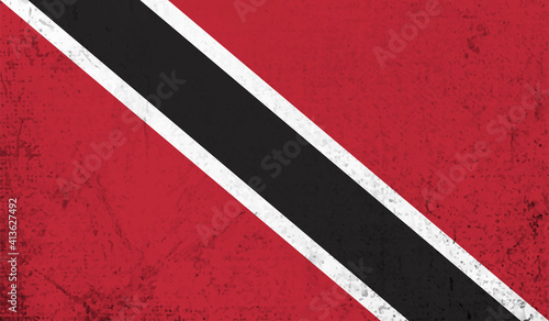 Trinidad and Tobago vector grunge flag isolated on white background.