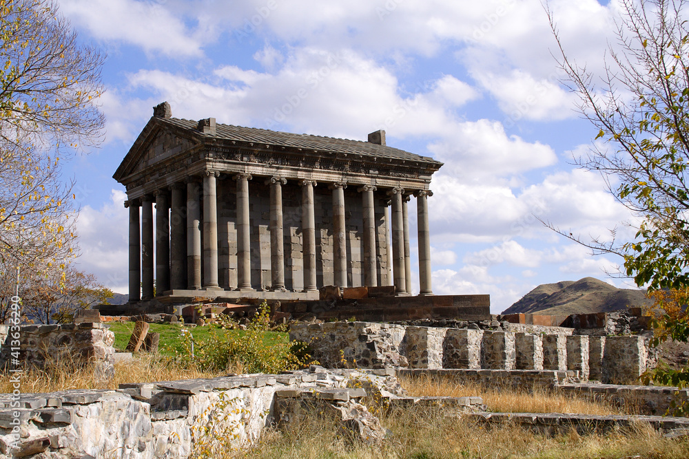 Historical pagan temple in Garni village in Armenia. The Hellenistic temple dates back to 786-764 BC