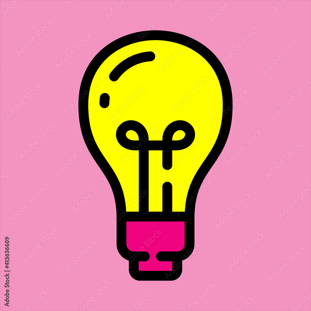 a vector illustration icon of lamp bulb, ideas, education school icon, filled outline icon, colored icon. a vector illustration icon of lamp bulb, ideas, education school icon, filled outline icon, colored icon.