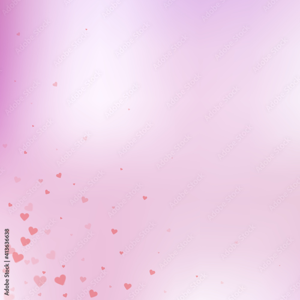 Red heart love confettis. Valentine's day corner c Red heart love confettis. Valentine's day corner c