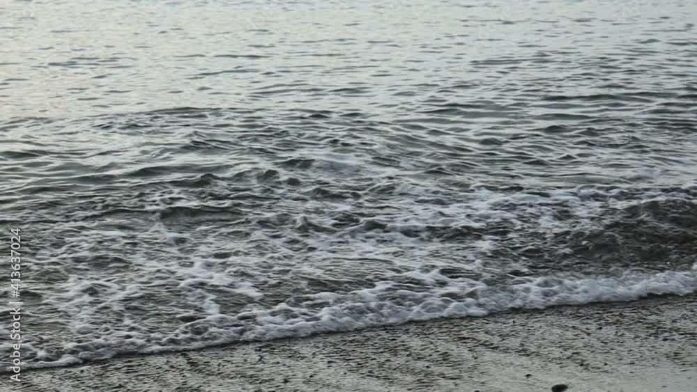海の波 夕日 砂浜 スロー 海の波 夕日 砂浜 スロー