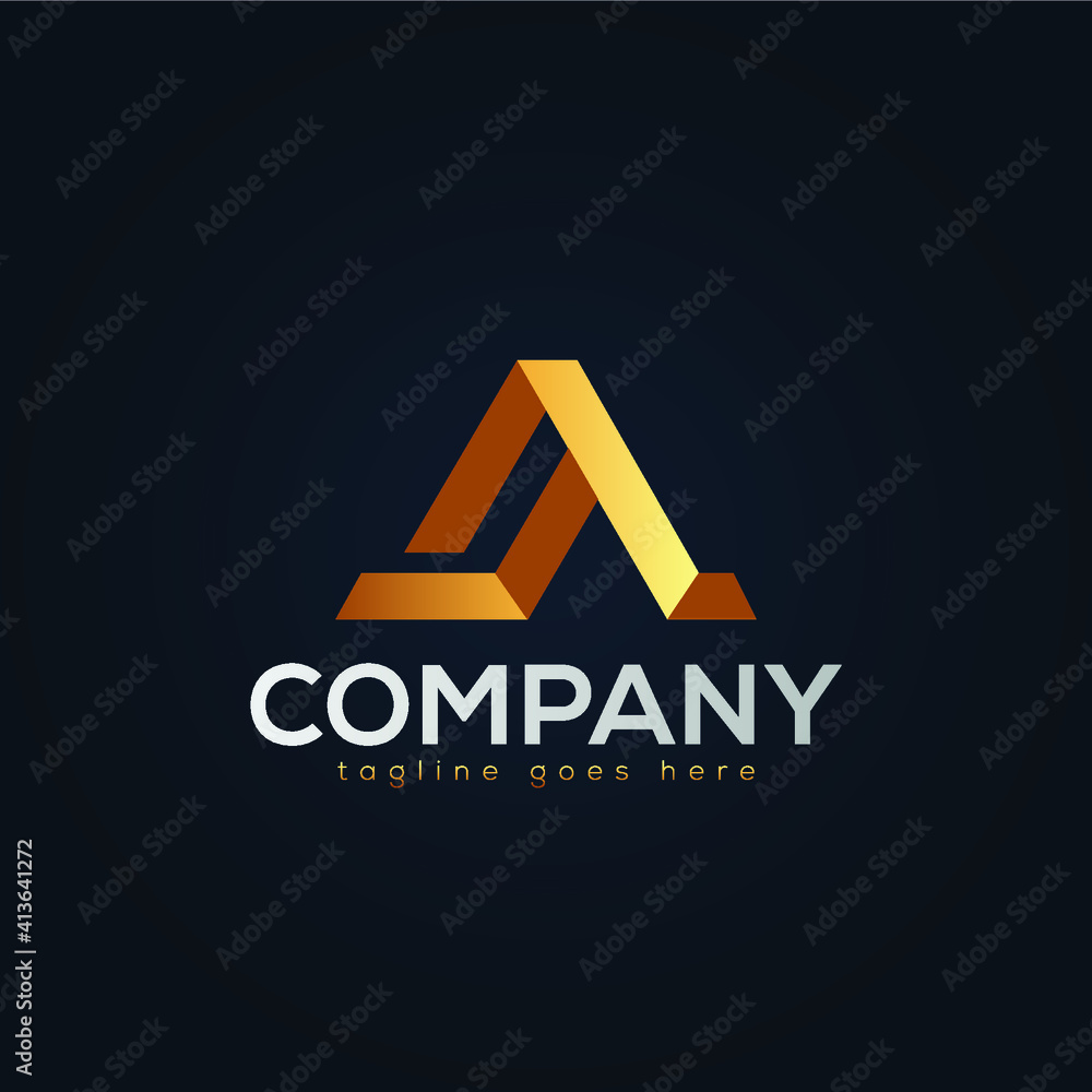A Letter Logo Type Monogram Gold Logo Design